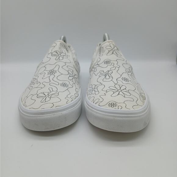 Vans Unisex Slip on U Paint Camo Daisy Skate Shoes White Black Size M10.5/W12.0 - Picture 2 of 11